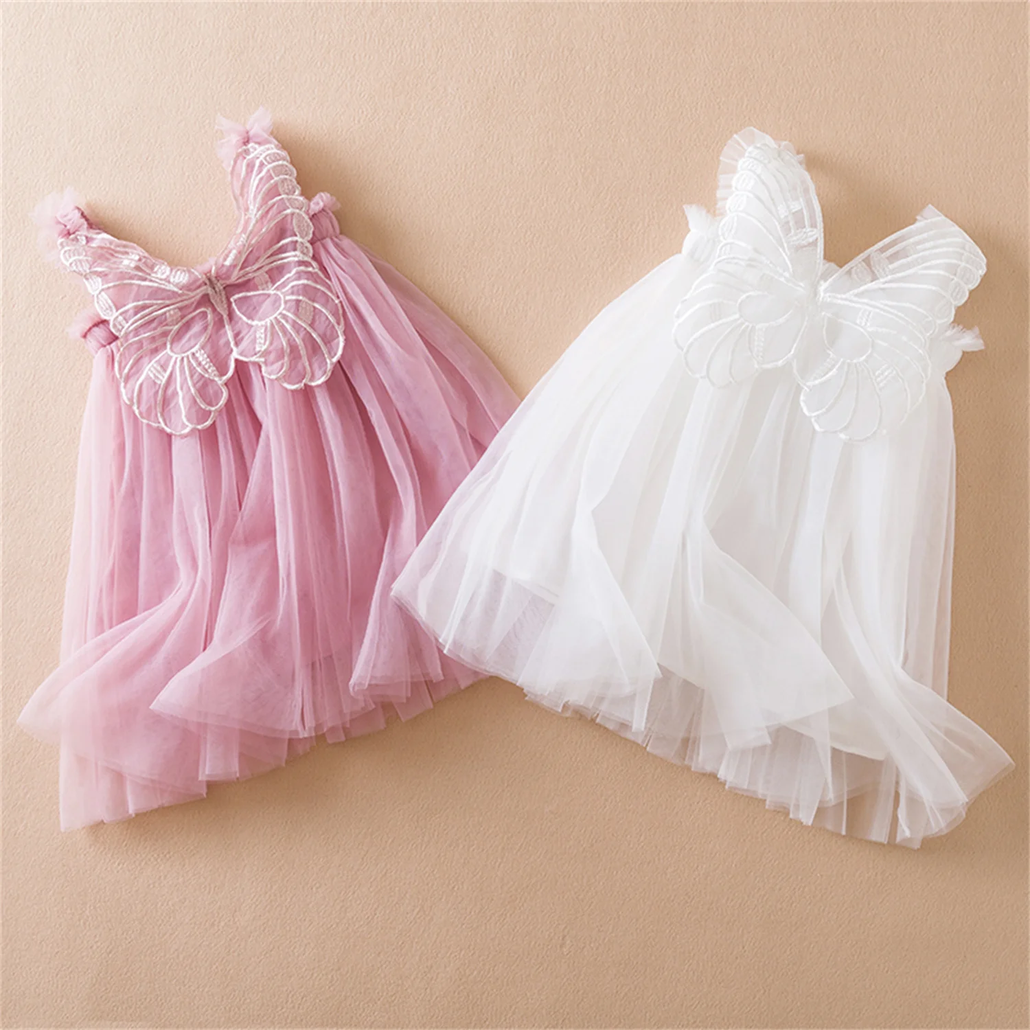 Baby Girl Clothes Suspender Cute Girls Dress for 1 to 5 Yrs Summer New Birthday Princess Dress with Butterfly Wings