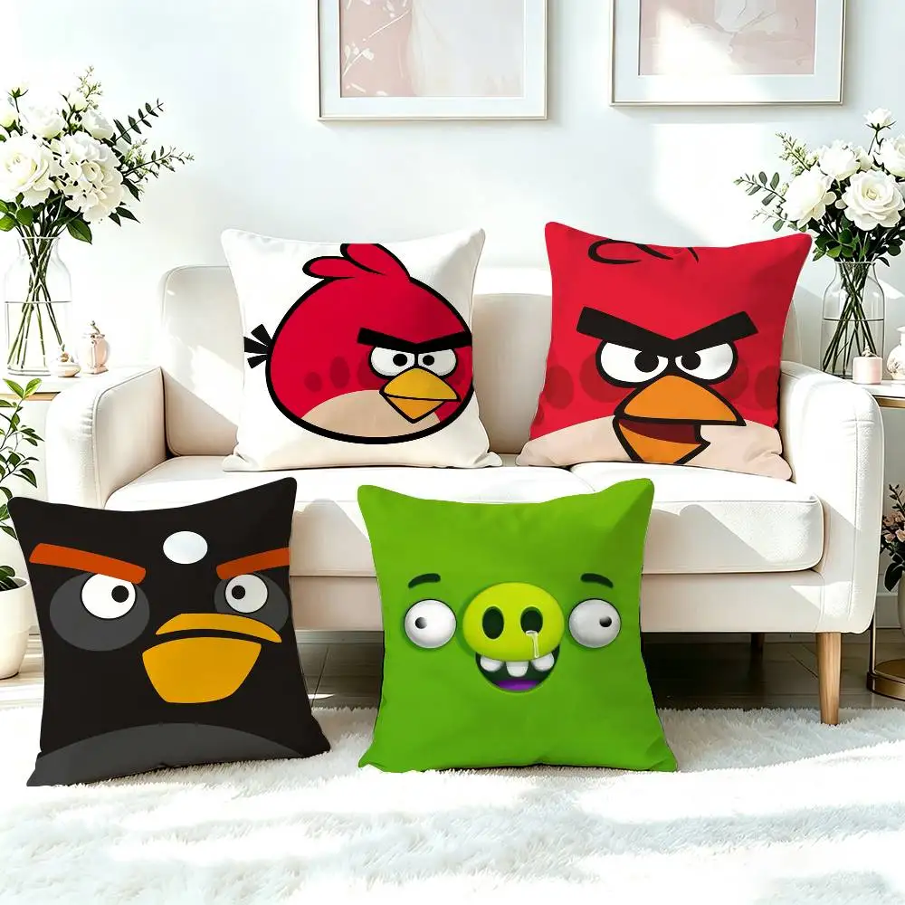 A-Angry birds  Square Double-Sided printed Pillow Case Bedroom Bedside Pillow Sofa Cushion Cover