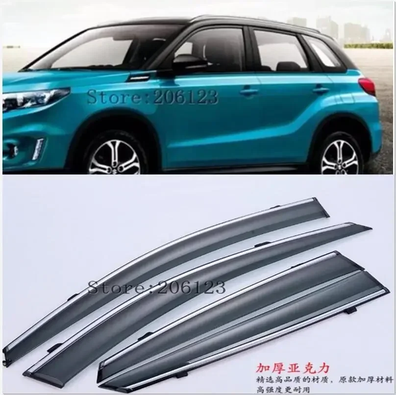 for Suzuki Vitara 2016 2017 2018 2019 2020 body styling Stick lamp plastic Window glass Wind Visor Rain/Sun Guard Vent 4pcs