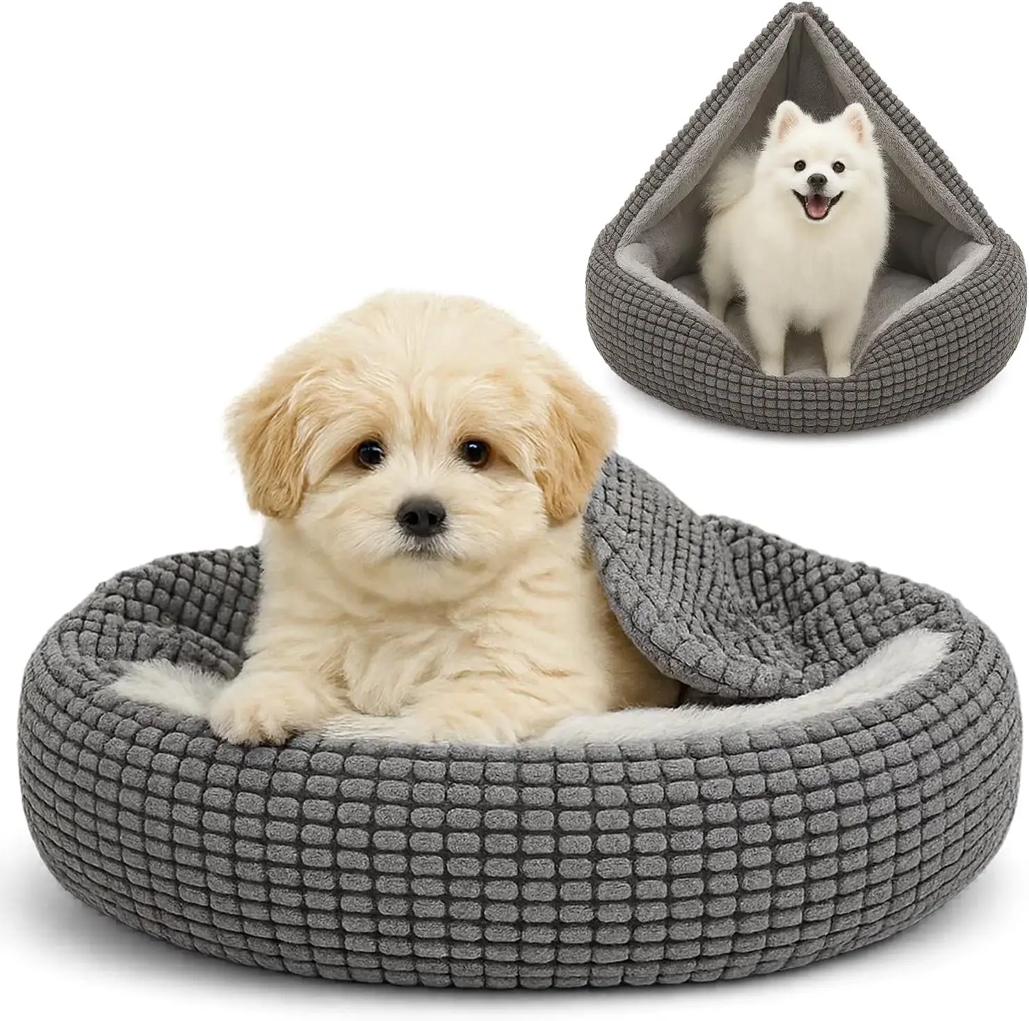 

Уютная кровать-пончик для домашних животных для маленьких собак и кошек, ортопедическая моющаяся кровать с капюшоном и защитой от тревоги (23 дюйма Д x 23 дюйма Ш x 6 футов В)