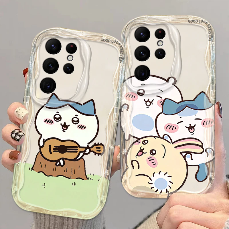 

Cartoon C-Chiikawas U-Usagis For Samsung S24 S23 S21 S20 Ultra Plus FE A73 A72 A71 A51 A31 A05S A05 A04 5G Wave Oil Funda