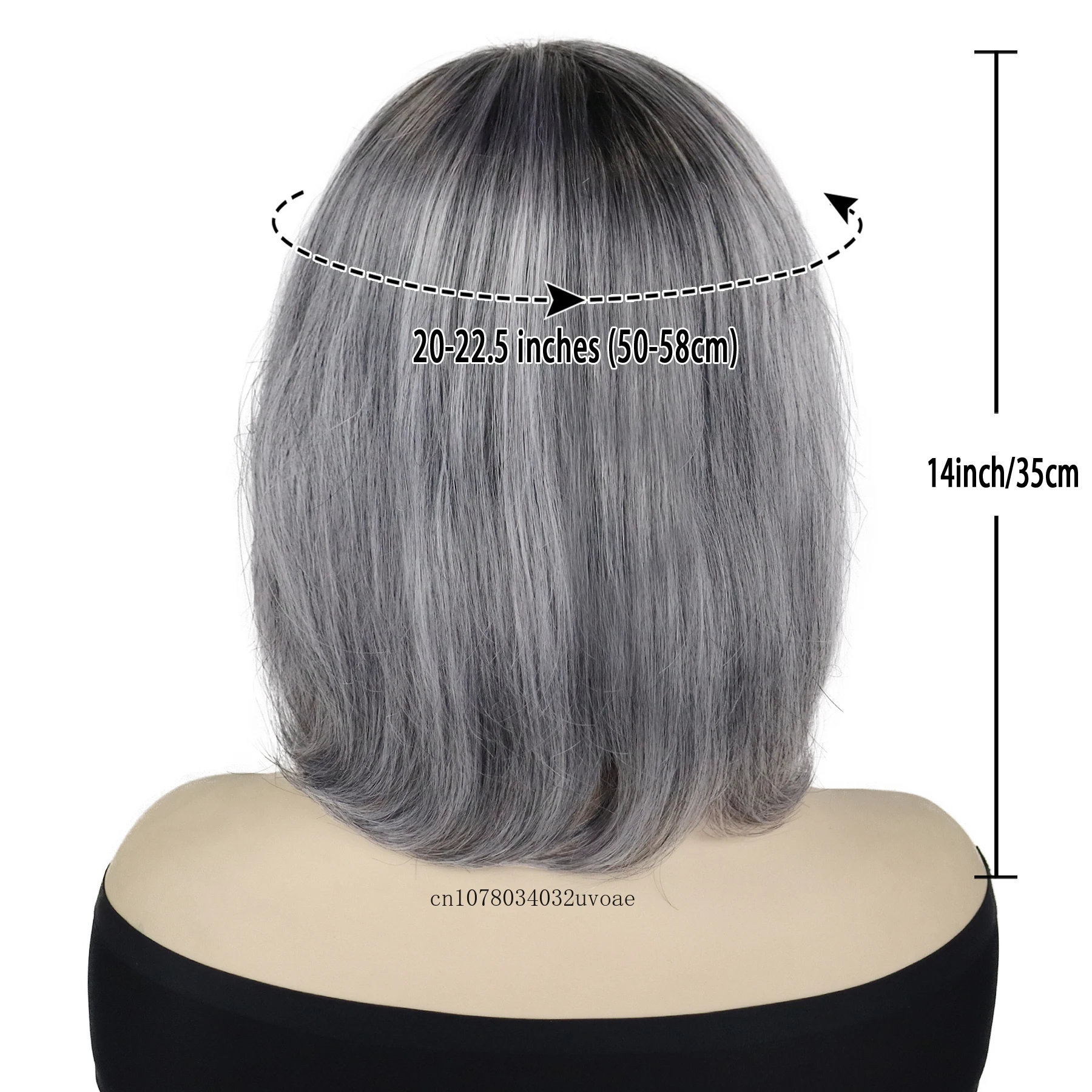 Synthetic Dark Gray Ombre Layered Wigs with Bangs for Women Short Hair Gray Highlight Bob Wig Costume Party Cosplay Halloween