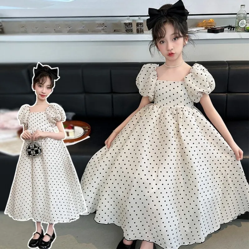 Girls Polka Dot Princess Dress Kids Birthday Gift Carnival Formal Elegant Gown Holiday Party Fantasy Outfit Children Fancy Frock