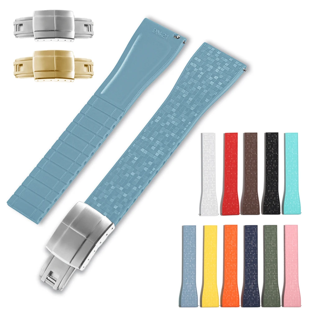 18 To 24mm Mosaic Design CTS Quick Release Spring Buckle Watch Bands Universal FKM Strap Fit For All Flat End Watch Dropshiping
