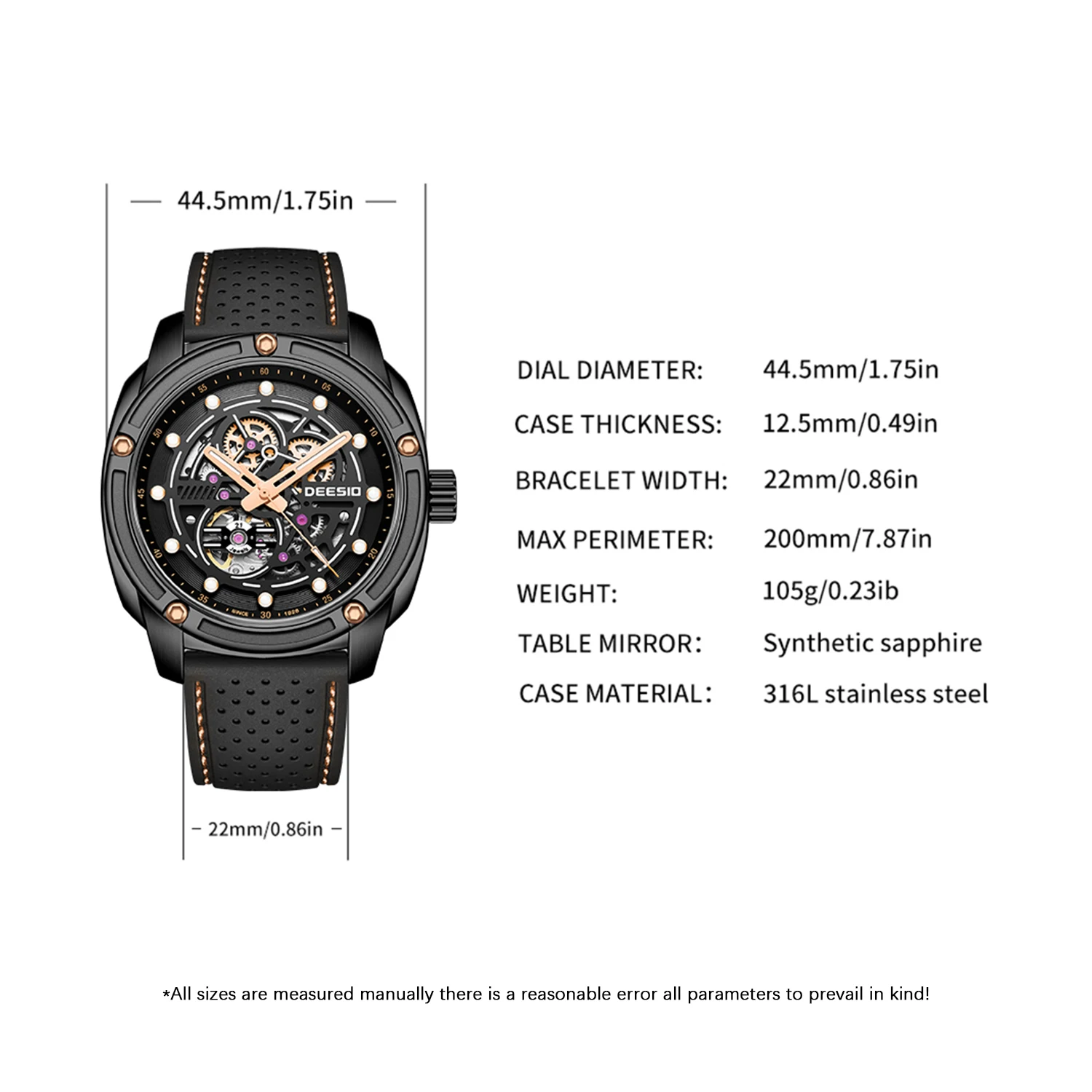 ساعة ديسيو الرجالية الأوتوماتيكية العسكرية الفاخرة الأعمال الفولاذ المقاوم للصدأ الياقوت مضيئة مقاوم للماء ساعة كرونوغراف للرجال #6