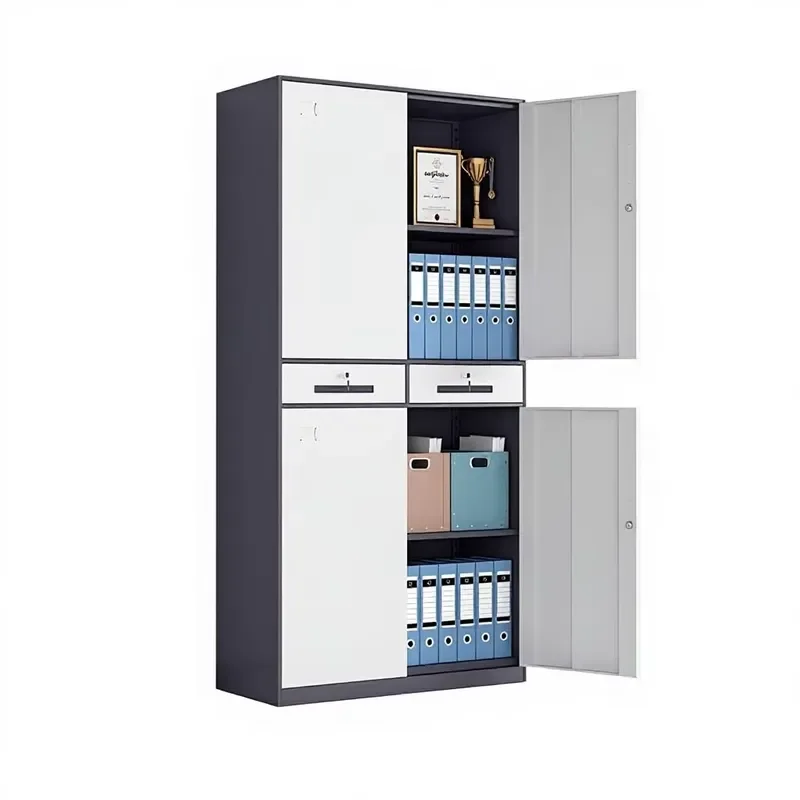 Removable Two Tone Metal Filing Cabinet Low Gray White Office Storage Cupboard With Lock Financial Paper Organizer