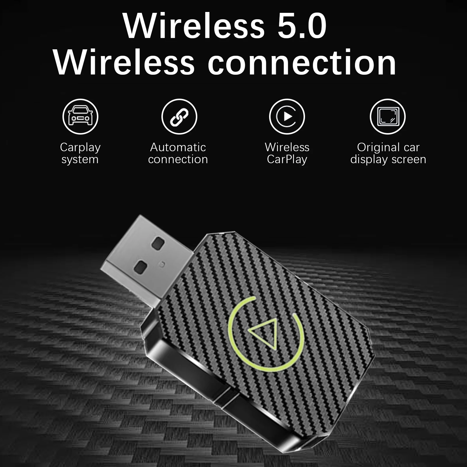 Мини-адаптер Wired to Wireless CarPlay, оснащен интерфейсом USB/Type-C, совместимым с автомобилями, поддержкой CarPlay