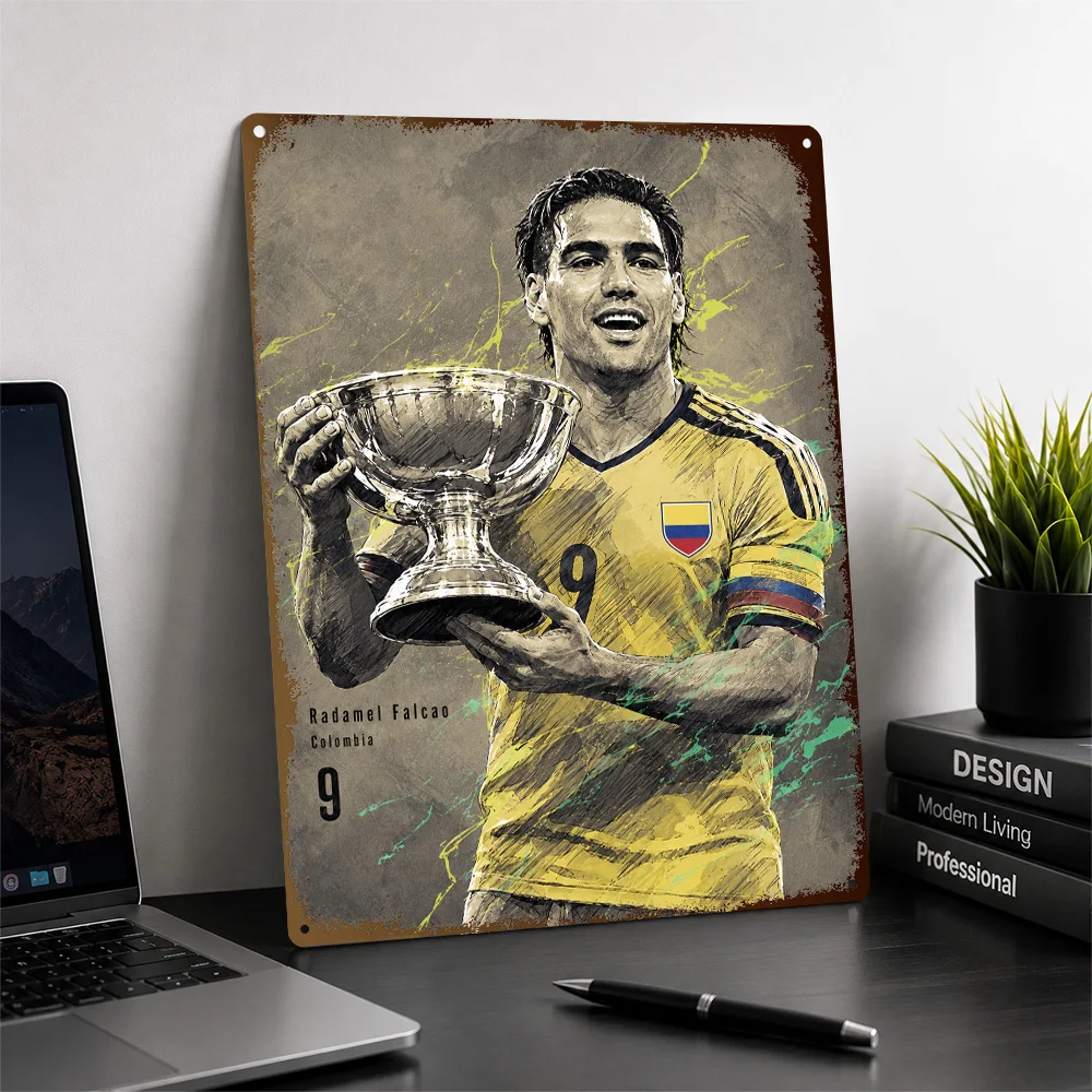 Radamel Falcao Football Textured Poster Customized Metal Tin Sign Celebrated Athlete Design Wall Art Made For Loyal Supporters