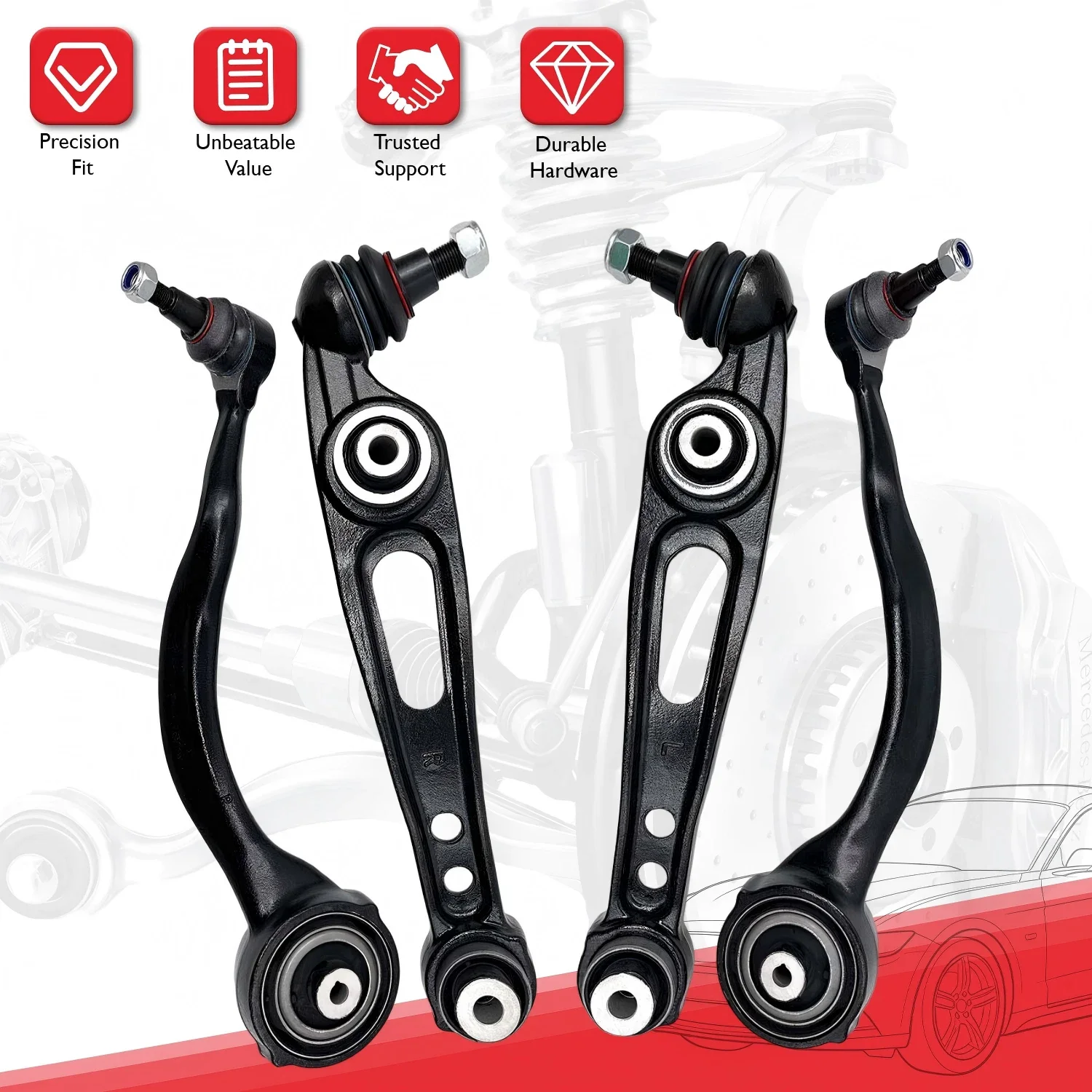 TOPICKSAP 4Pcs Front Lower Forward/Rearward Control Arm Kit for Land Rover Range Rover L405/Discovery L462 2014-2018 Suspension