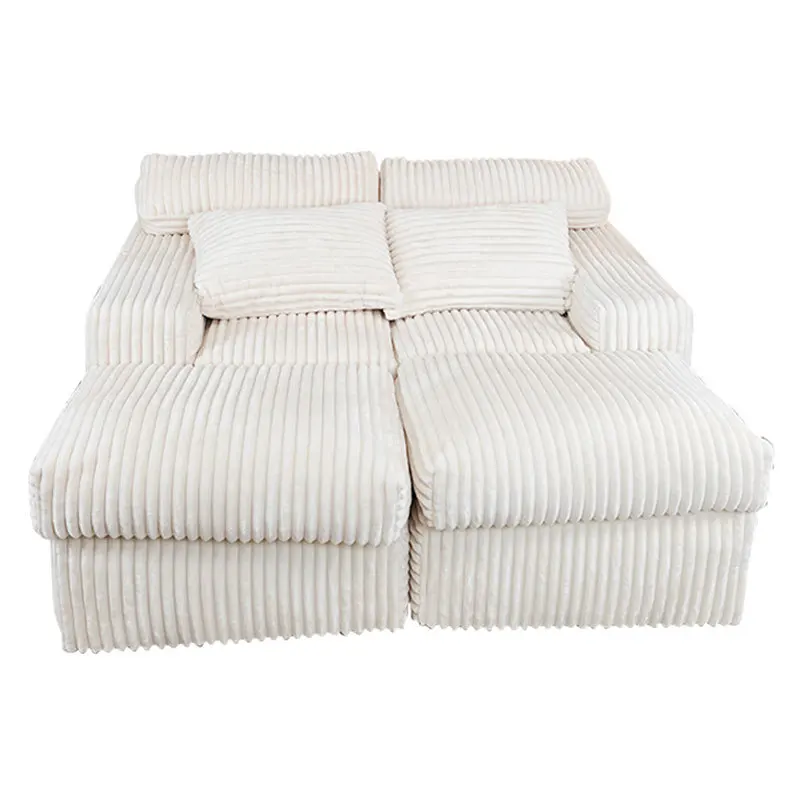 

Vacuum compression fabric large size sofa living room combination corduroy lazy sofa bed
