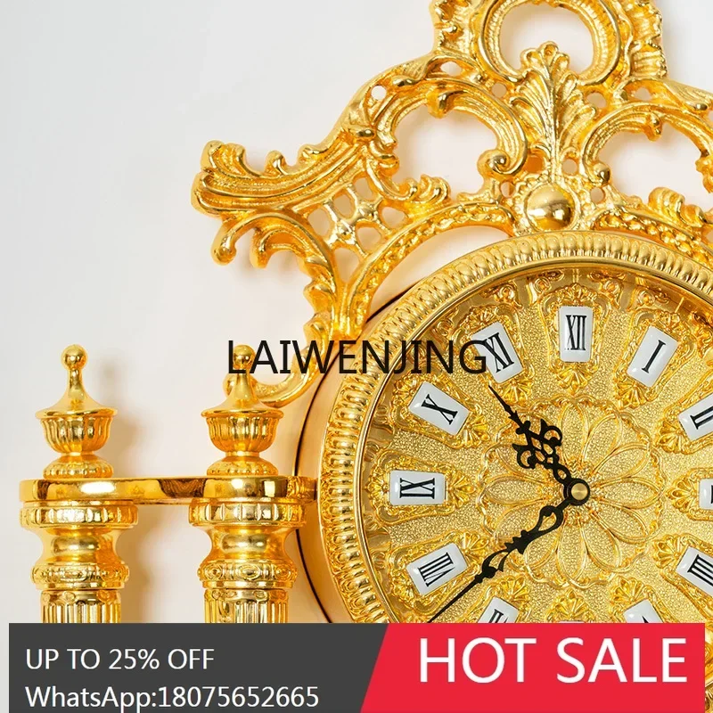 MJY Seiko quartz movement living room crystal silent copper wall clock villa pure copper clock