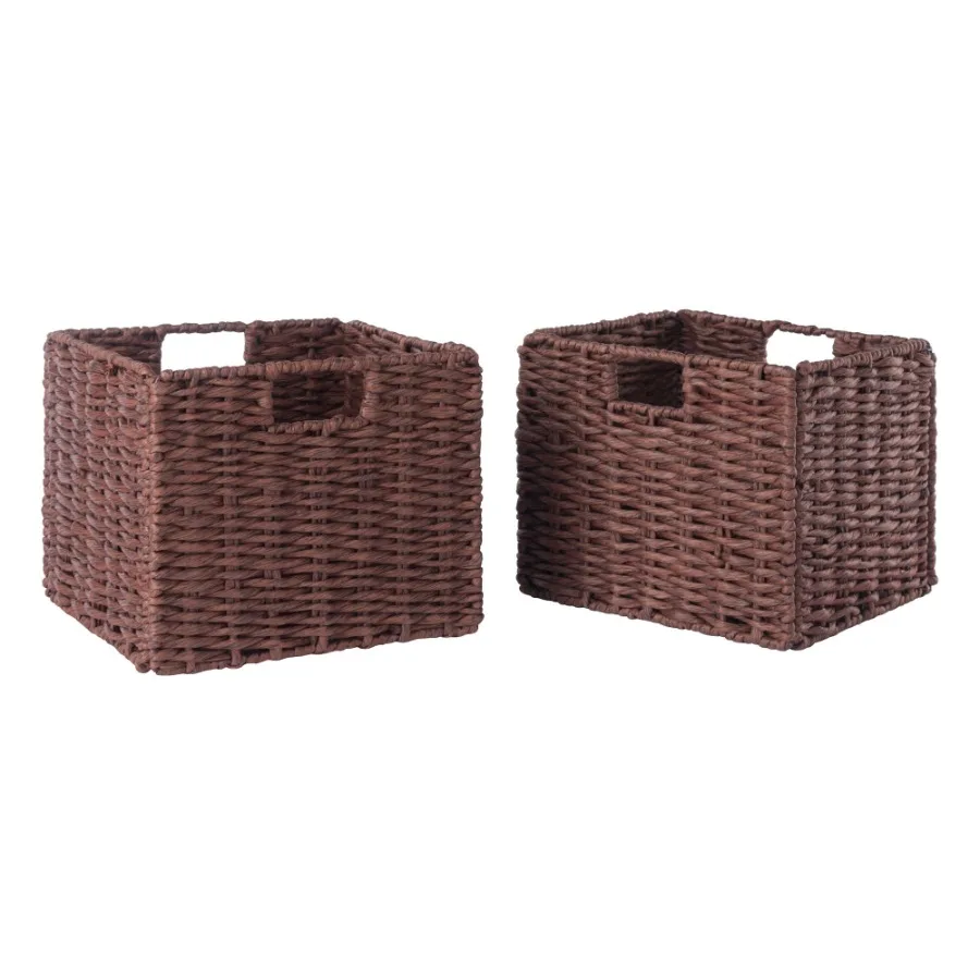 

Tessa 2Pc Woven Rope Basket Set; Foldable; Walnut
