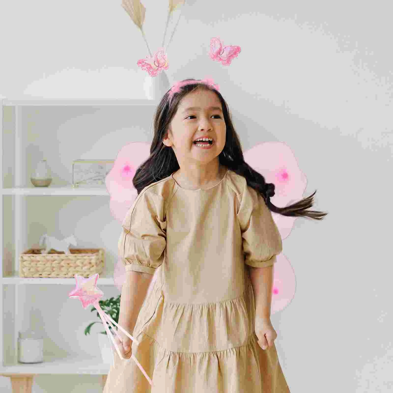 Butterfly Wings Four Piece Set Children's Costume Kit Halloween Costumes Gauze Short Dress Girls Outfits Hair Fairy Skirt