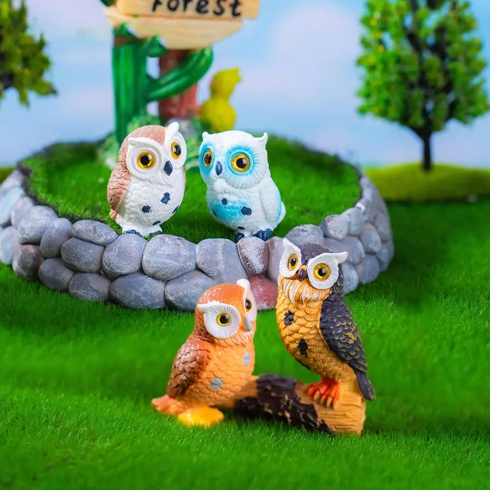 Micro Landscape Simulation Owl Ornaments Resin Crafts Cartoon Owl Miniatures Cute Mini Owl Ornaments Succulent Accessories
