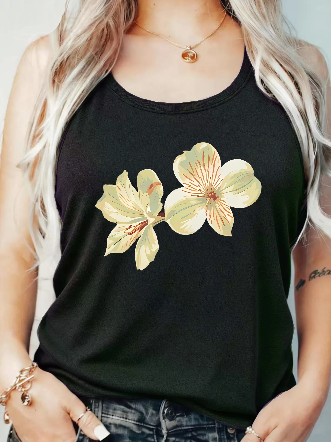 

Loose Fit Printed Pocket T-Shirt for Women with Ribbed Collar round Neck 1-8XL plus Size Comfortable Casual Vest