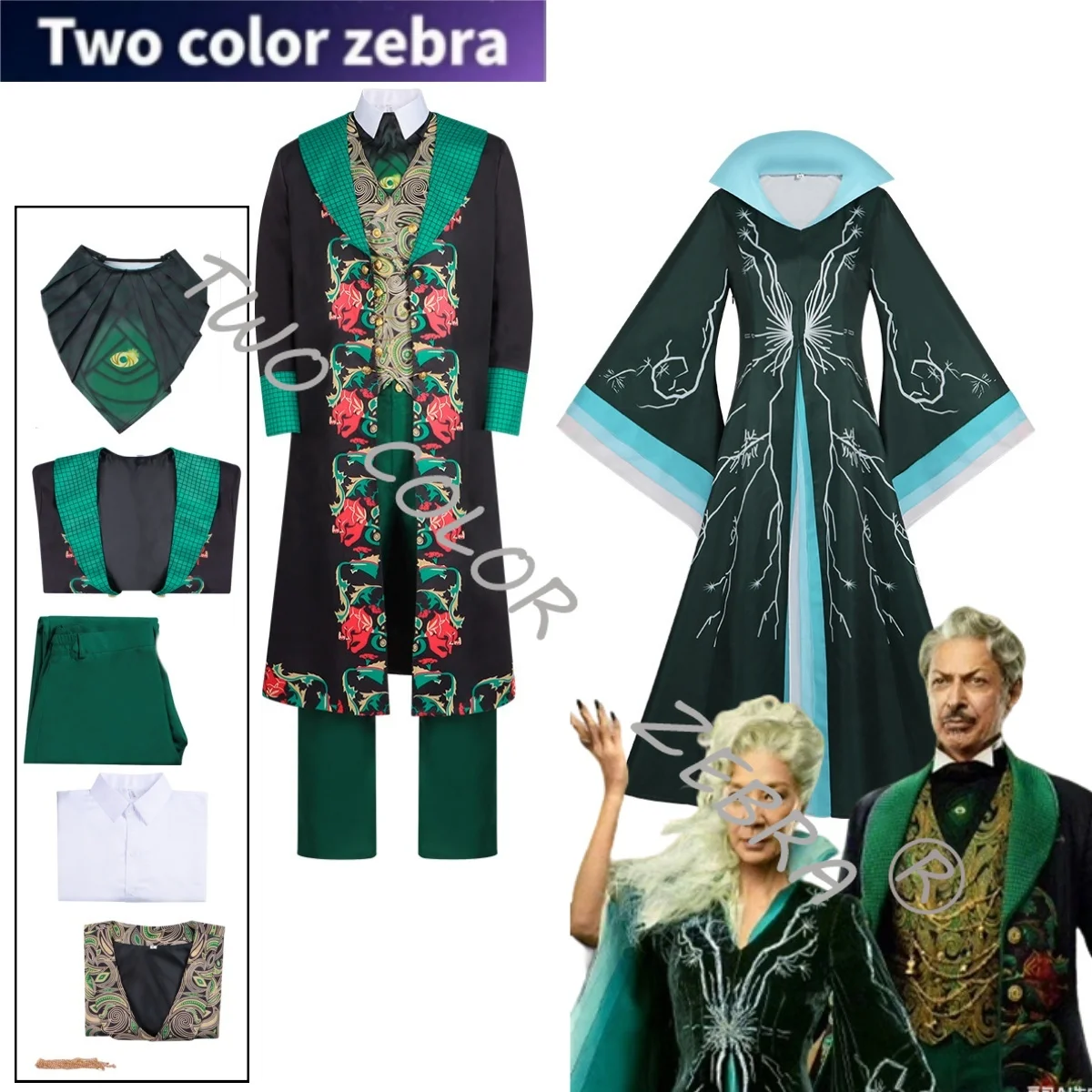 

Movie Wicked Madame Morrible Cosplay Costume Women Men Adult Blazer Wizard Witch Uniform Halloween Carnival Roleplay Clothes