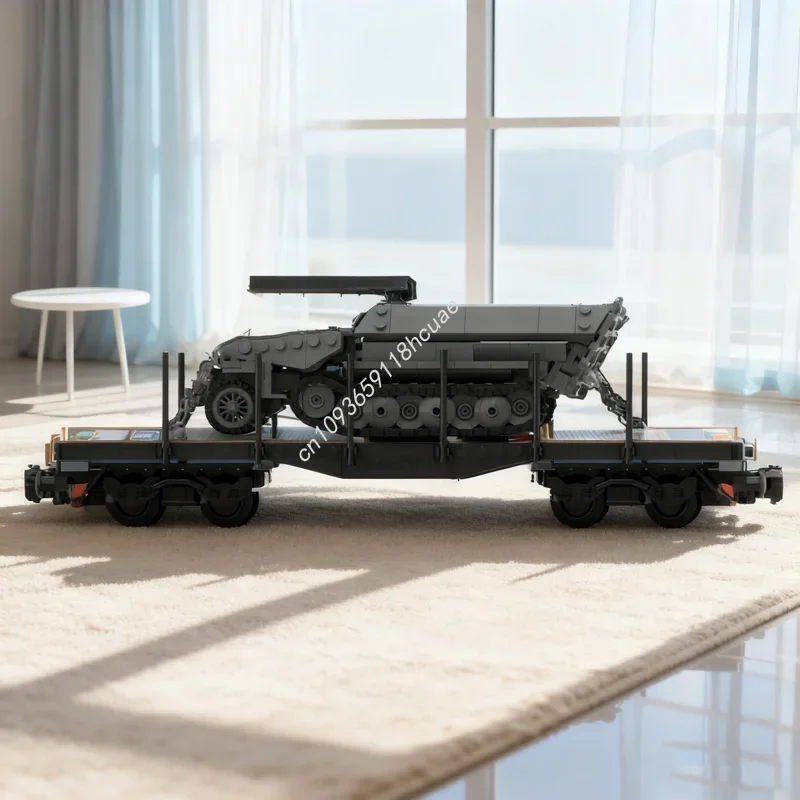 

717 деталей MOC: Модель-конструктор «Вагон-платформа» (Sd Kfz) на радиоуправлении, игрушка для сборки, подарок на Рождество, креативная идея, развивающая игрушка на день рождения