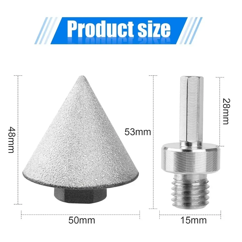 50mm Tile Cone Grinder Beveling Ceramic Tiles Thread 5/8-11