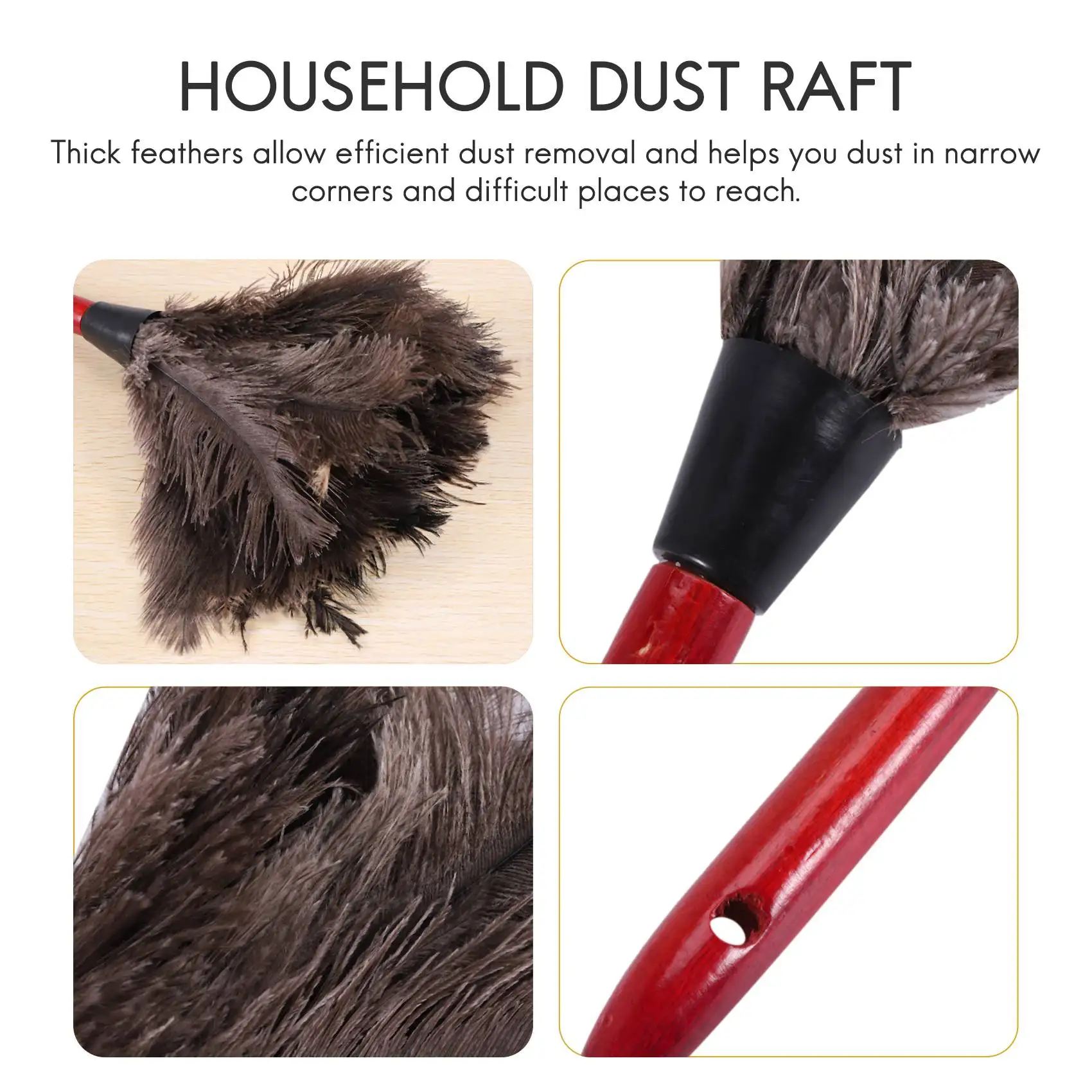 

ABJT-Ostrich Cleaning Feather Duster: Мягкая метелка из страусиных перьев для чистки мебели и лопастей вентиляторов