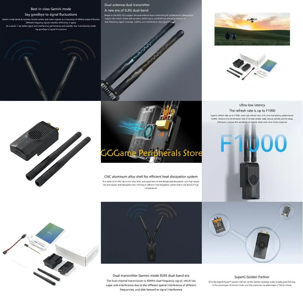 

U55B 2.4G ELRS SuperG Highly Frequency Head with Antenna Build-in Cooling Fan