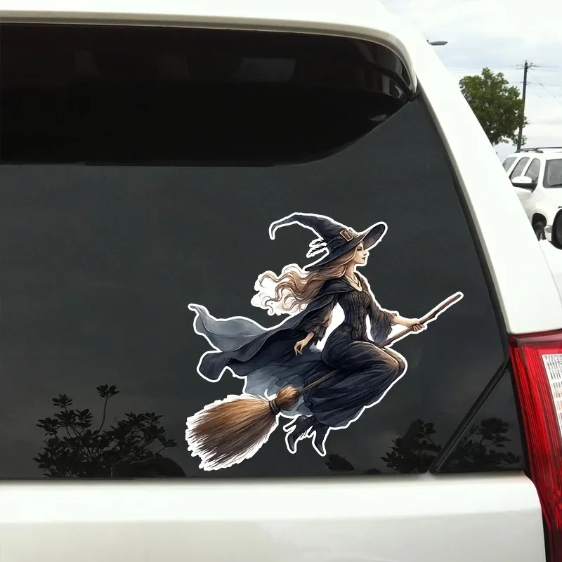 Witch Broom Halloween Car Sticker Waterproof Vinyl Decal for Window Motorcycle Camper Van Laptop Spooky Auto Decor