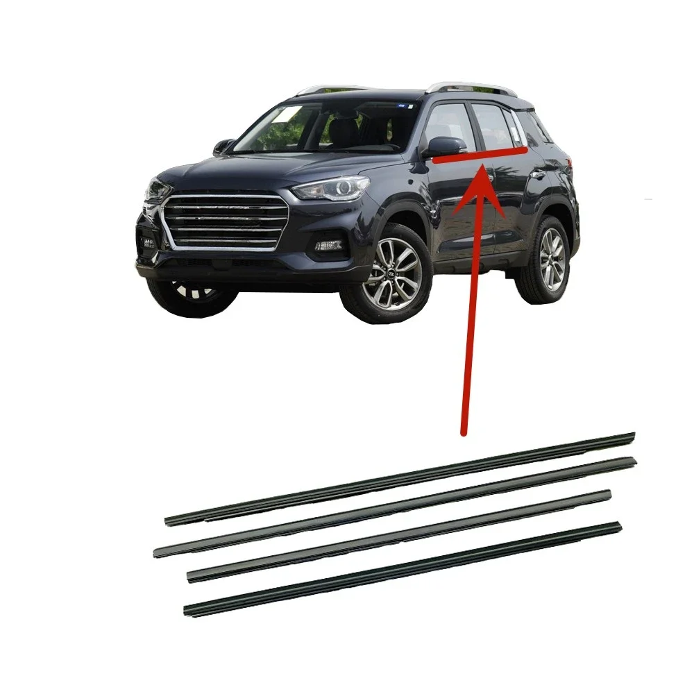 4 PCS Chrome Outside Windows Glass Rubber for Hyundai IX35 83220-S6010 2018-2020 Glass Protector Weatherstrip for IX-35