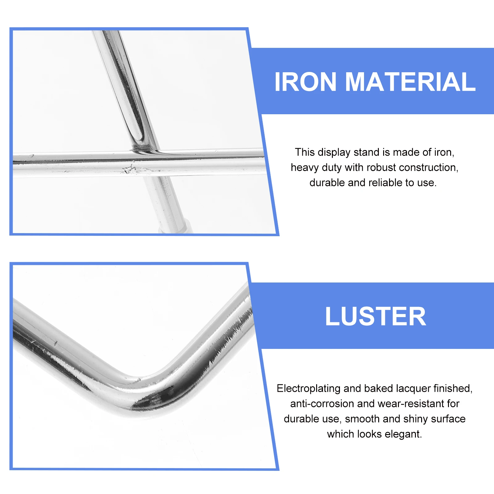 

Sturdy Iron Display Stand for Photo Frames Plates Books Craft Artworks Silver Decorative Holder Rack Home Store Exhibition Use A