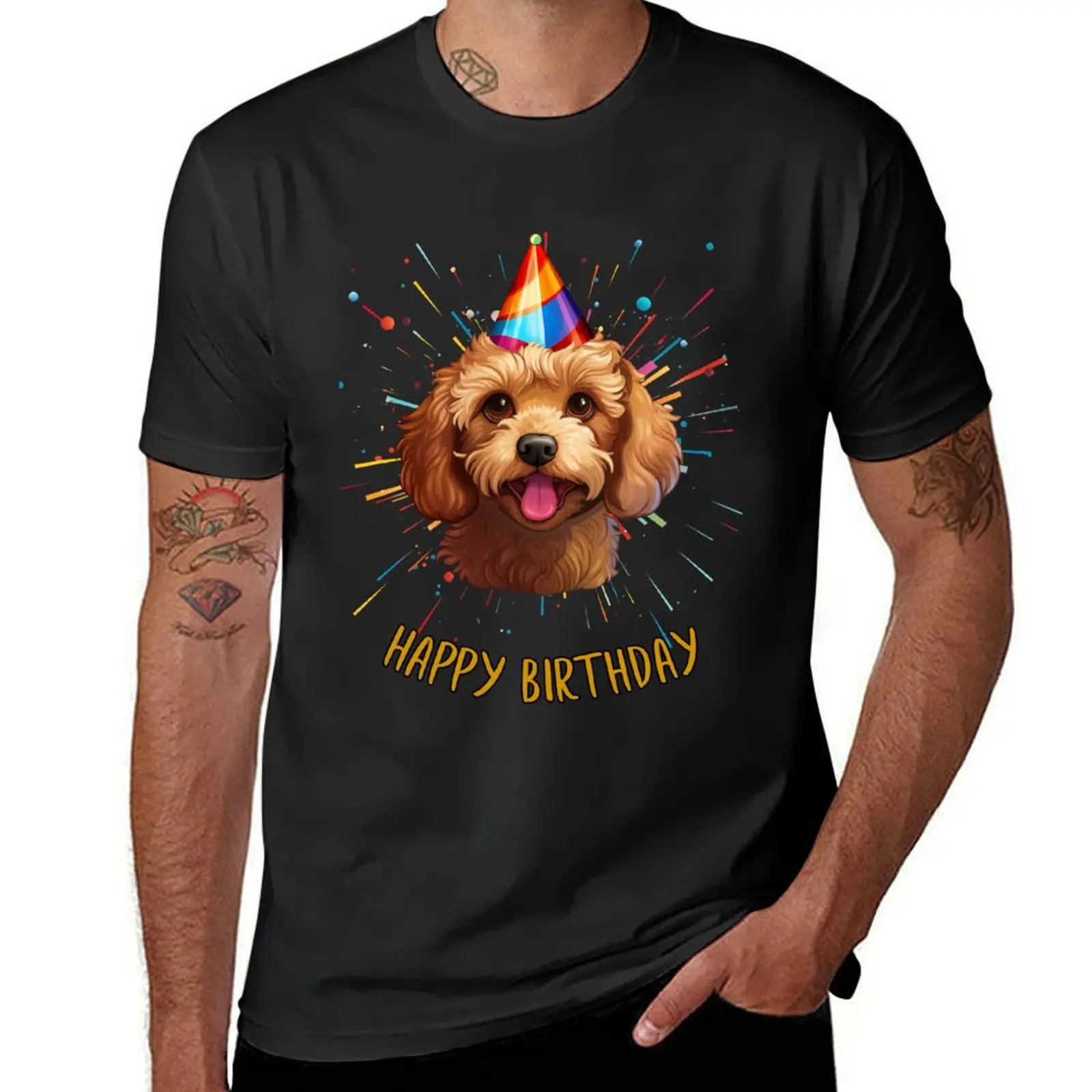 Birthday Cavapoo Cavoodle - Ruby Red - Happy Birthday! T-Shirt Short sleeve tee anime clothes black t-shirts for men