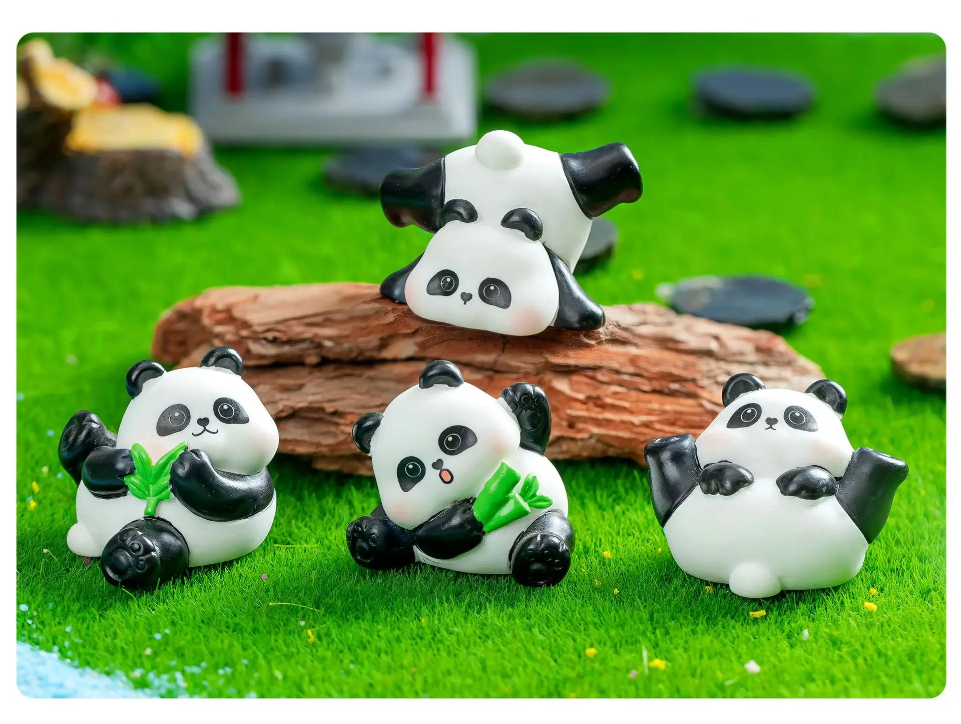 

4 Pcs Mini Panda Model Micro Landscape Ornament Desktop Figurines Decor Bonsai Resin Animals Miniature Garden Cute Panda