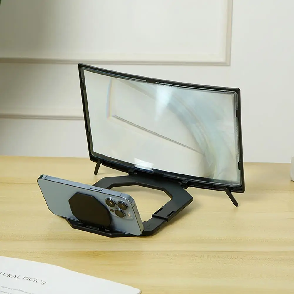 Dudukan Ponsel Kaca Pembesar Pengalaman Visual Layar Melengkung untuk Perangkat Seluler Penampil Jarak Film Braket Anti Selip Portabel