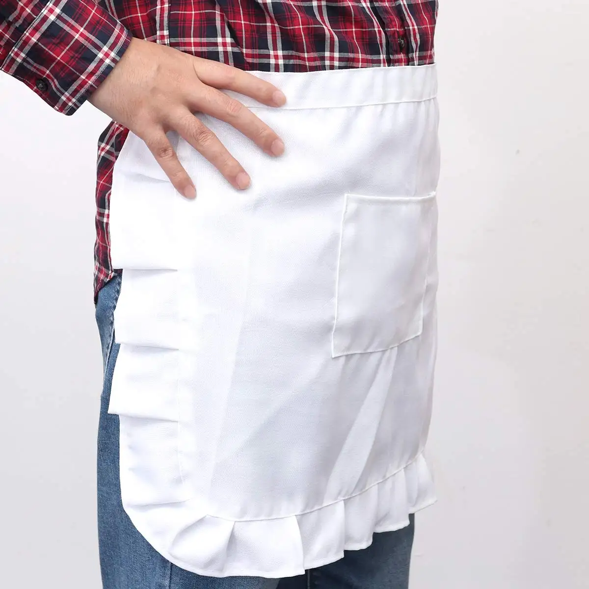 

2 pcs Short Apron Women Lace Half Waist Kitchen Bib Maid Costume Edge Home Use Practical Design