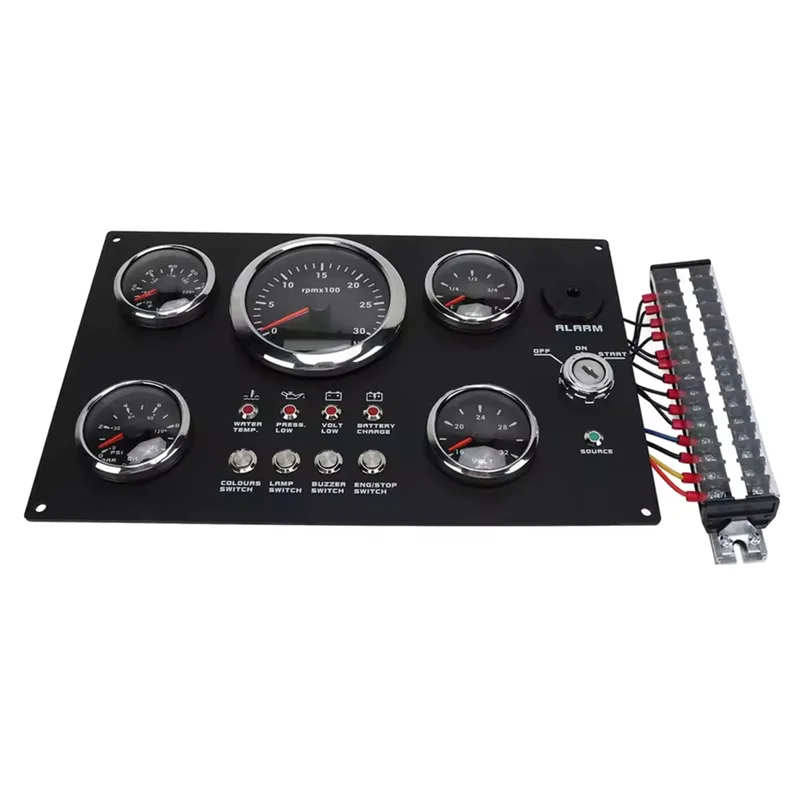 ABJI-RPM pressão de óleo temperatura da água nível combustível tensão 24v medidor digital cluster painel display 7 cores backlight para barco rv