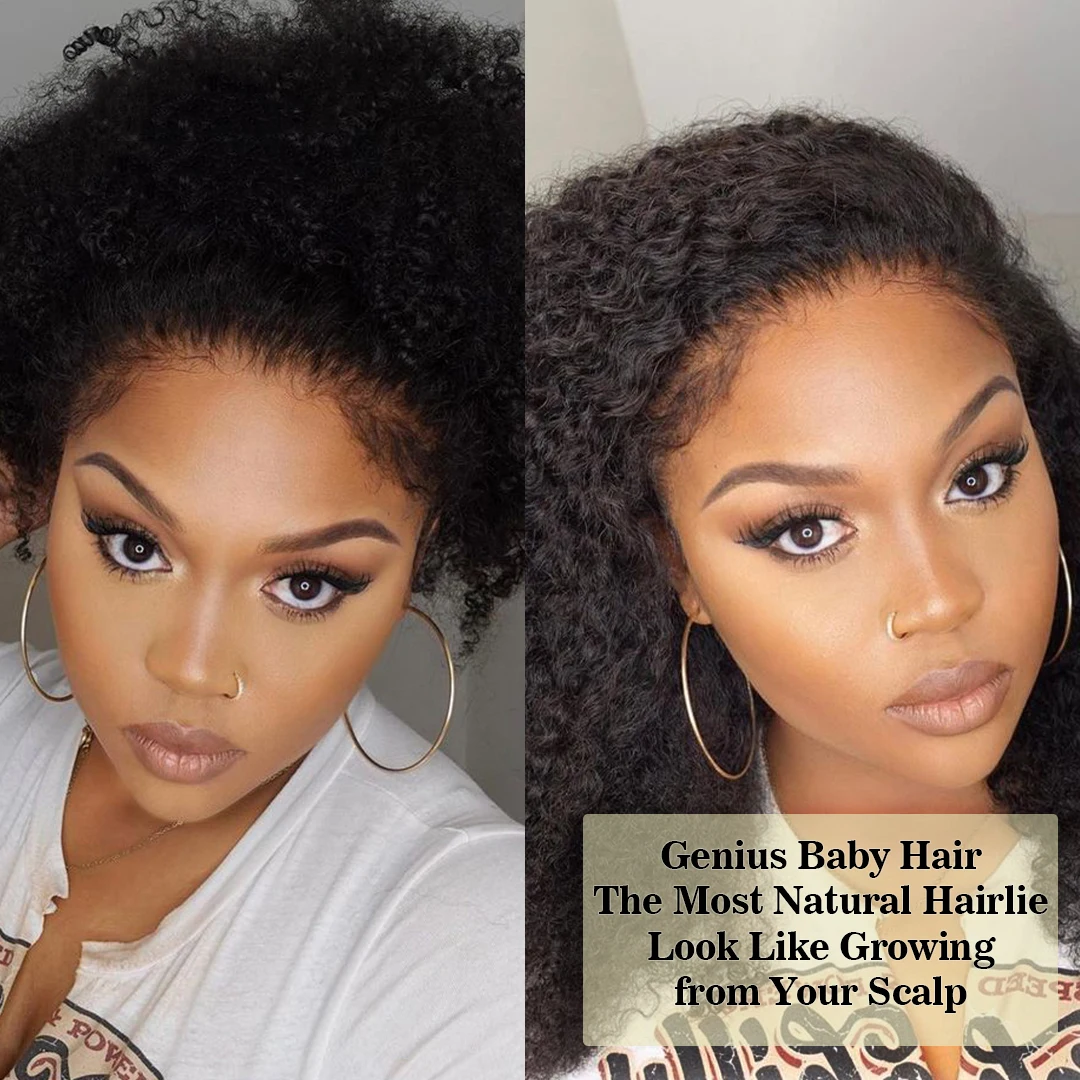 13x6 Lace Front Human Hair Wigs For Girls Deep Curly Wig Kinky Hairline With Yaki Kinky Edges Baby Hair PrePlucked 13x4 Lace Wig