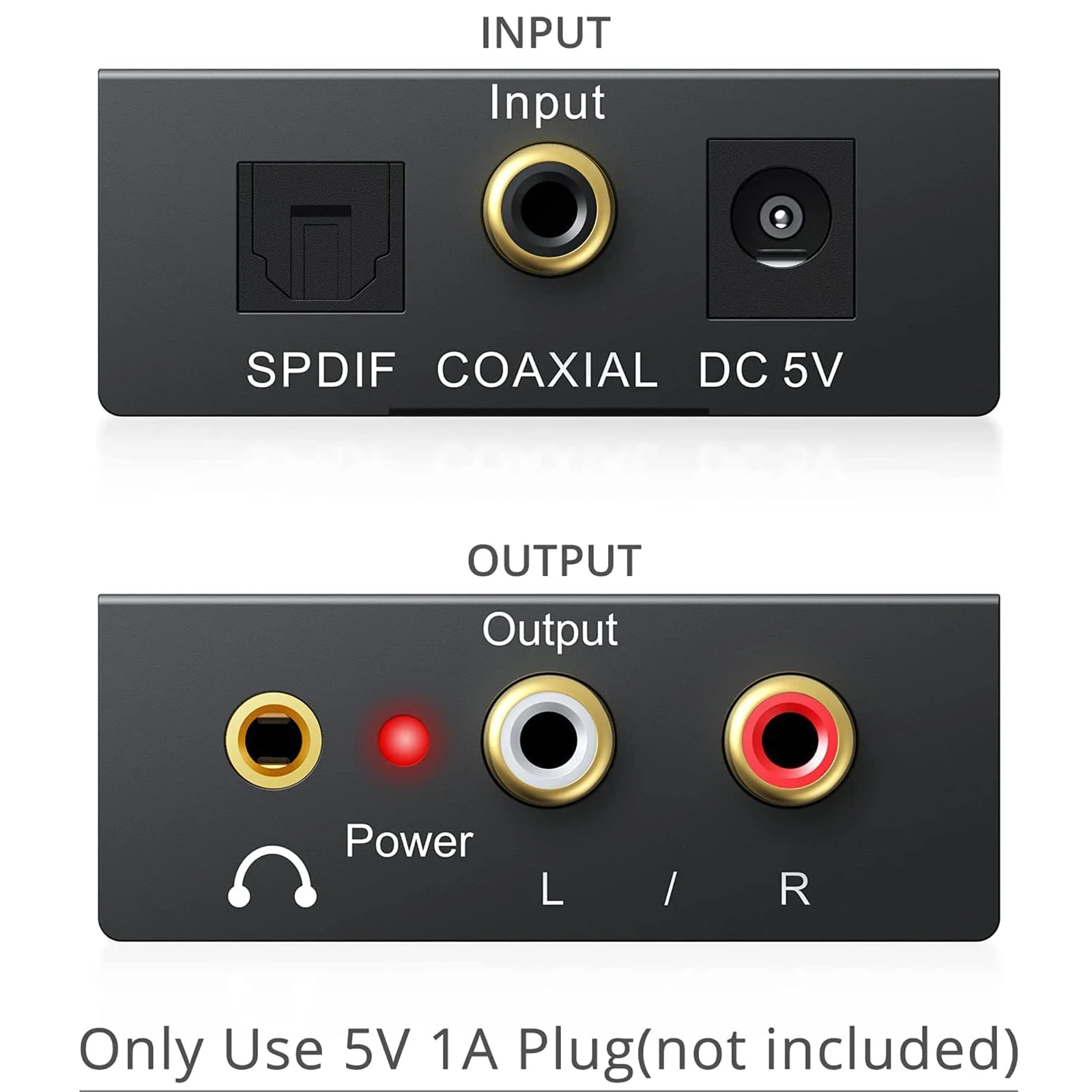 ESYNiC-Convertidor de Audio DAC Digital a analógico, dispositivo óptico SPDIF Coaxial a L/R RCA Toslink a Jack de 192mm con Cable óptico de 1m, 3,5 KHz