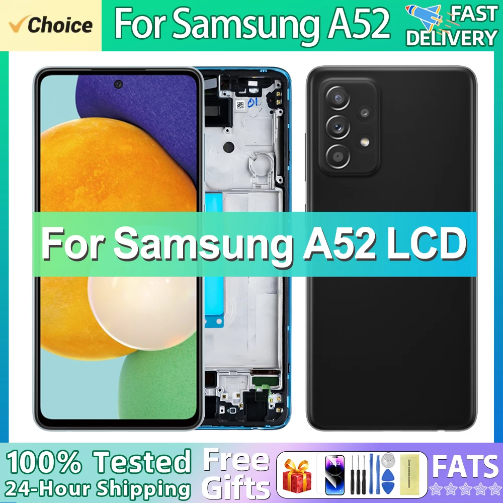 Для AMOLED для Samsung A52 ЖК-дисплей с сенсорным экраном и рамкой для Samsung A52 A525 A525F A525M Детали дигитайзера