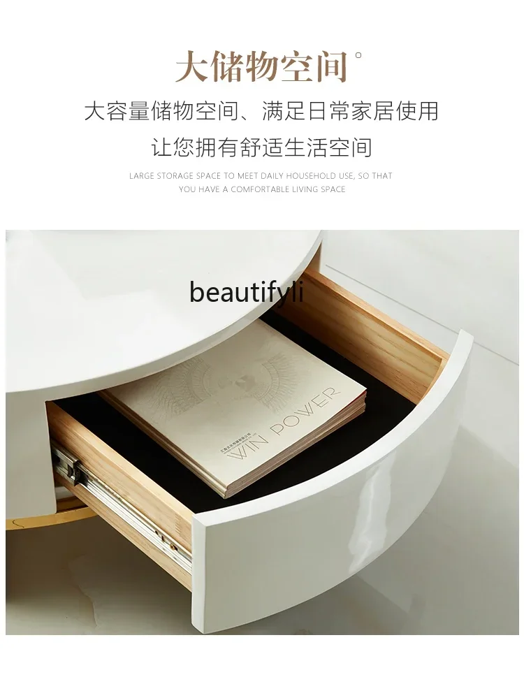 K185 رخام فاخر خفيف بسيط وحديث طاولة شاي مستديرة غرفة المعيشة المنزل الإبداعية الشمال شقة صغيرة #5