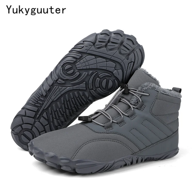 

New Winter Warm Hiking Boots Unisex High-top Barefoot Shoes Non-Slip Breathable Rubber Running Barefoot Shoes For Outdoor Walk