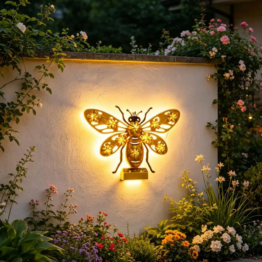 Decorative Solar Fence Light Solar Butterfly Garden Light Solar Owl Light with Led Panels Metal Butterfly Garden Wall Decor