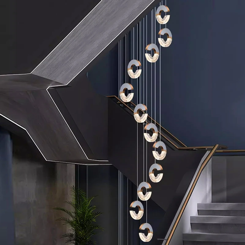 Imagem -04 - Modern Crystal Chandelier For Home Decoration Stair Pendant Lamp Living Room Pendant Lights Iluminação Interior