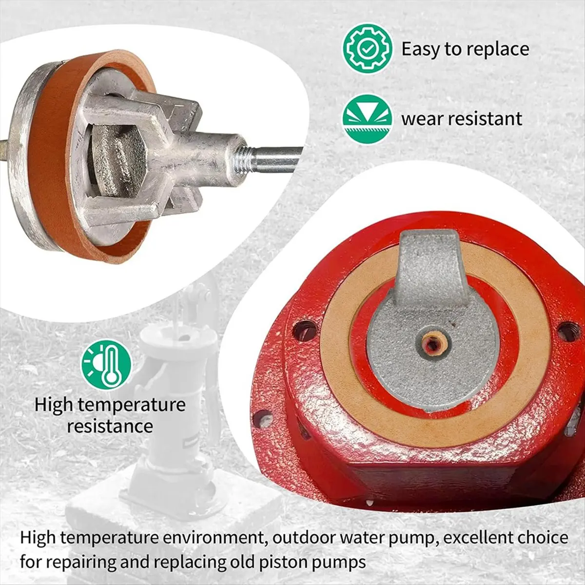A24I Pitcher Pump Repair Kit for 1160/PM500 & Hand Pumps - Includes -3 1/2Inch Lower Valve PU Leather,Cup PU Leathers
