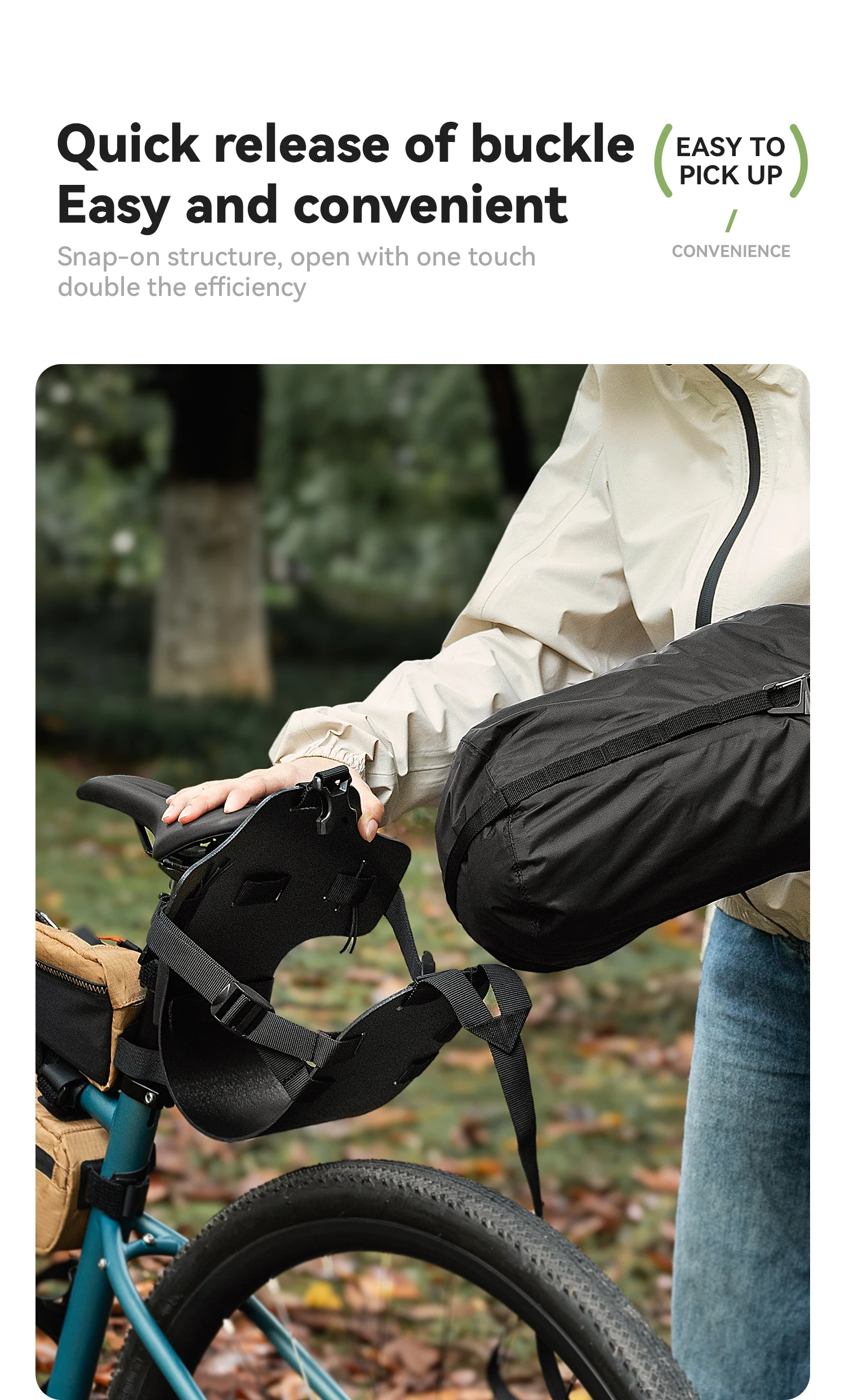 Qunature Bikepacking Packtaschen Wasserdichte Kompressionsbeutel für Rennrad und Mountainbike Leichte Faltbare Touring-Fahrradzubehör – Detail 25