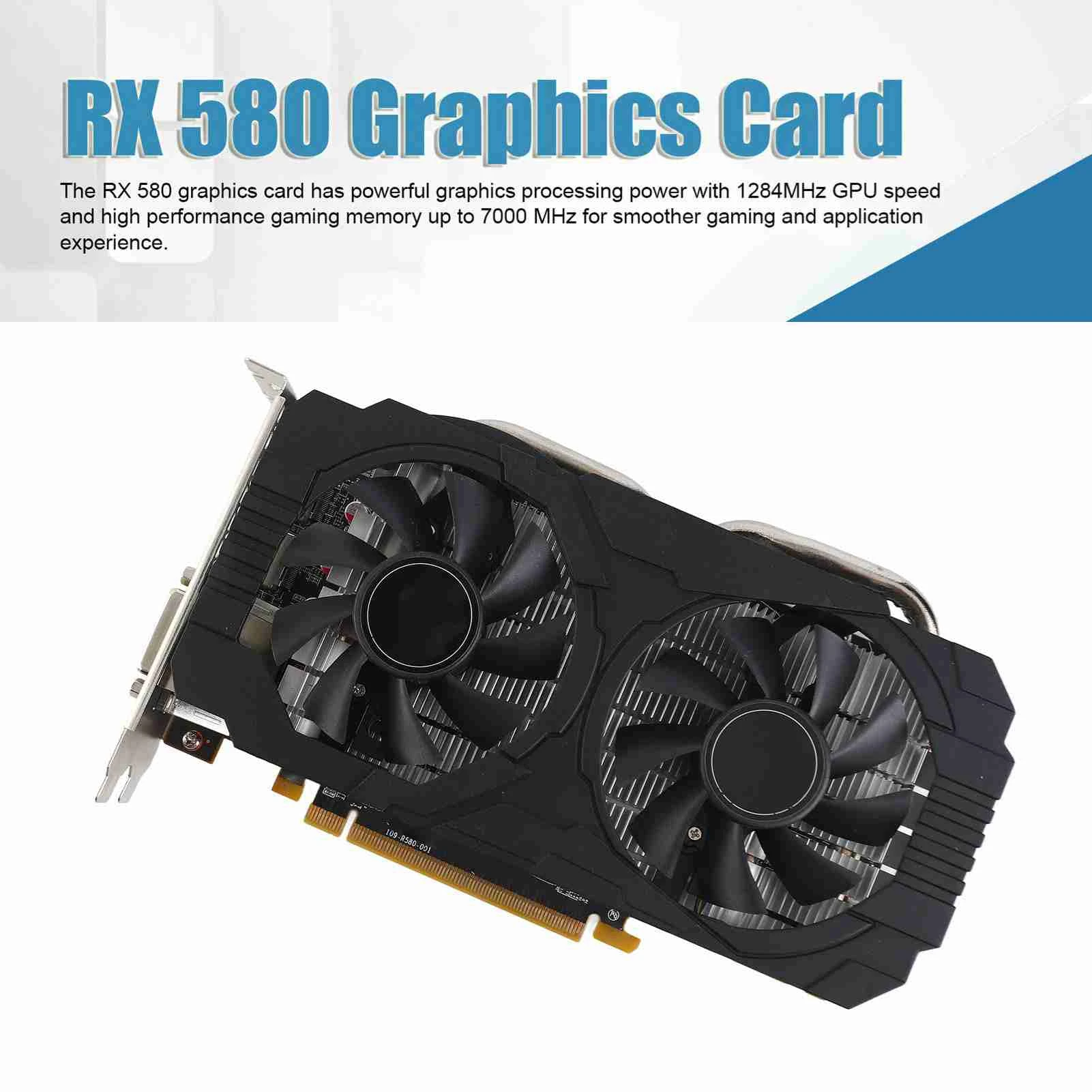 RX580 Graphics Card 8GB GDDR5 256bit Support 8K 2 Cooling Fans 16 PCI Express 3.0 Gaming Graphics Card for Home Office