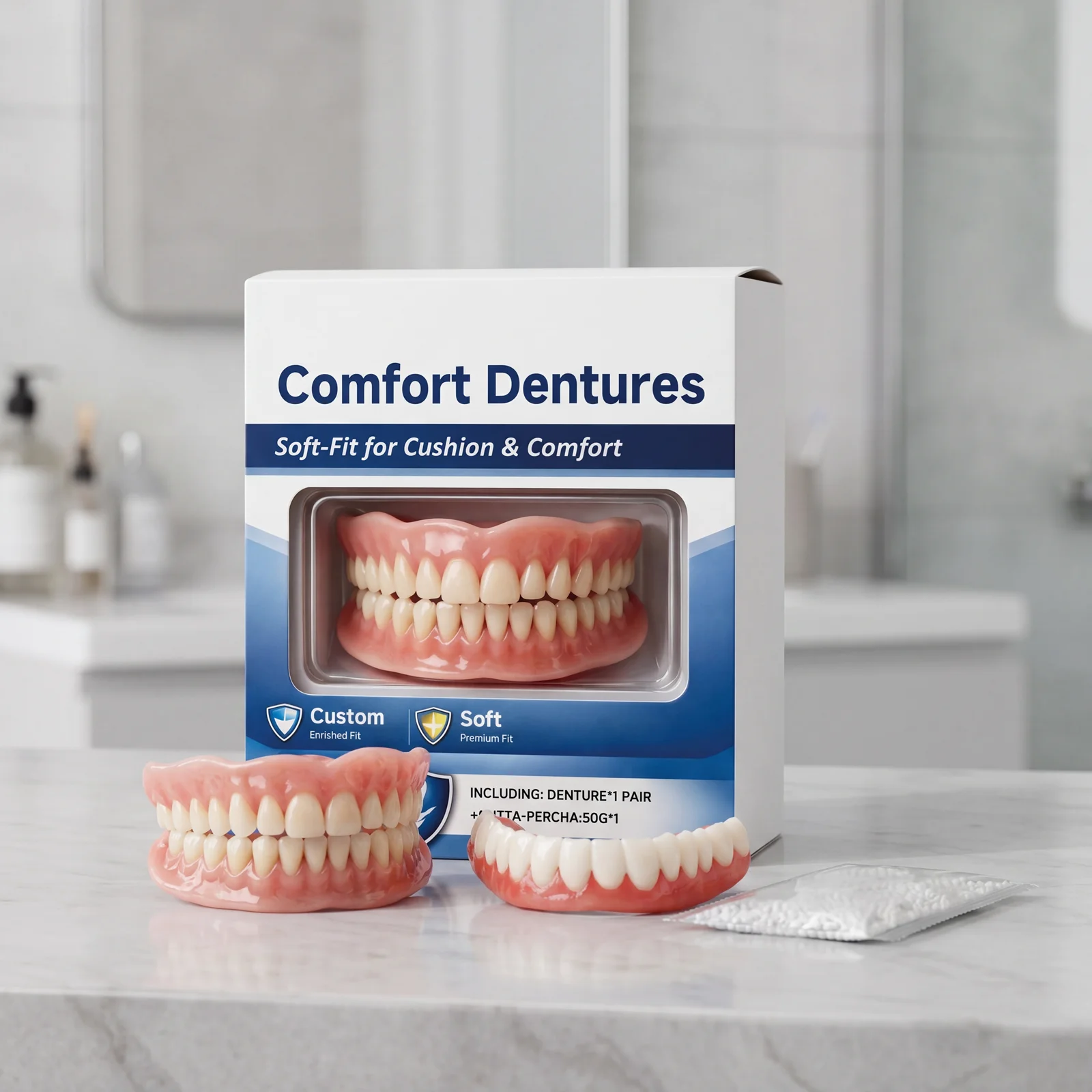 Adjustable Denture Whitening Teeth Upper Lower False Tooth Set Perfect Smile Silicone Reline Denture Simulation Braces For Adult
