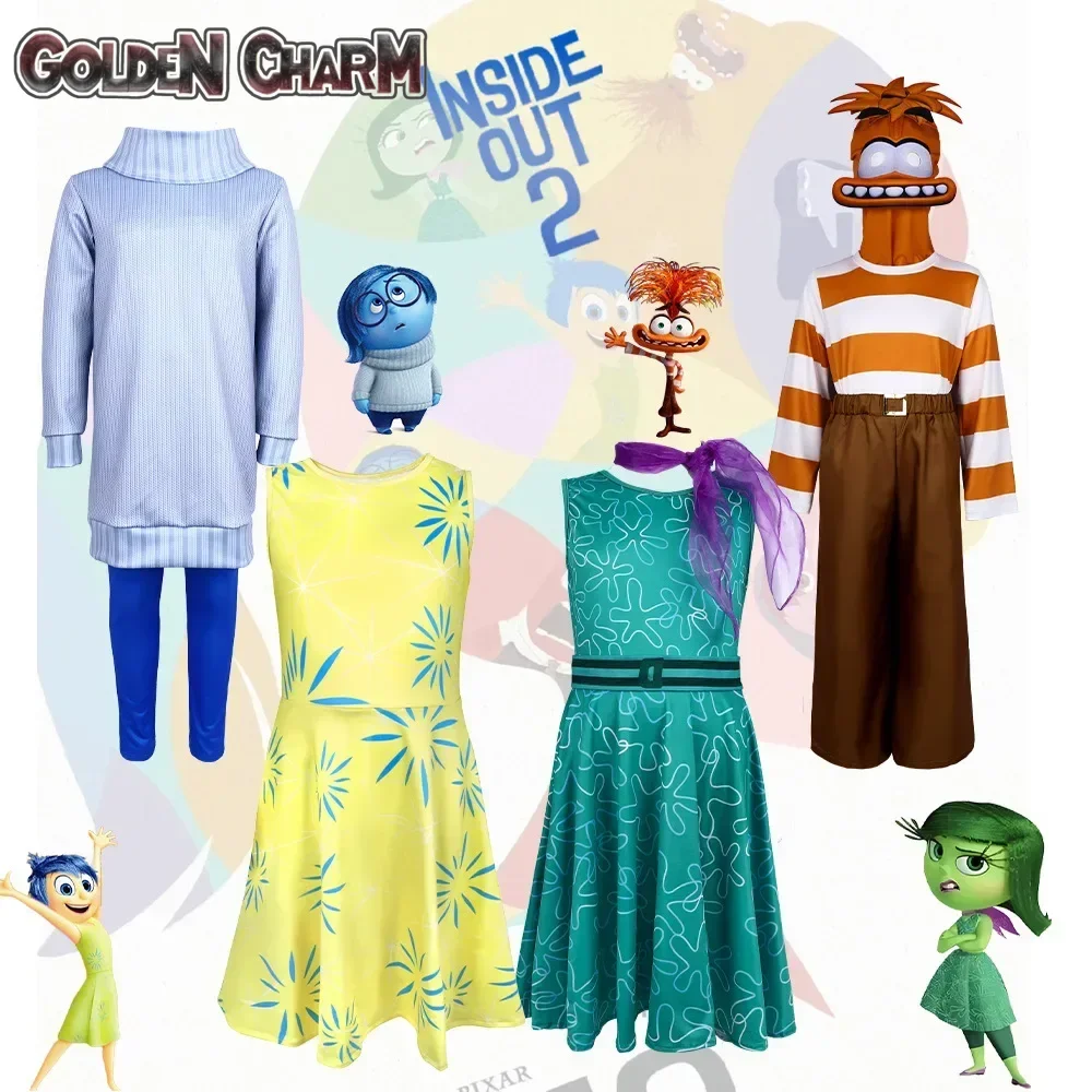 Inside Out 2 Anime Cosplay personaje de dibujos animados alegría disfraz de ansiedad para adultos niños Ropa de baile de Halloween máscara de disfraz de Cosplay