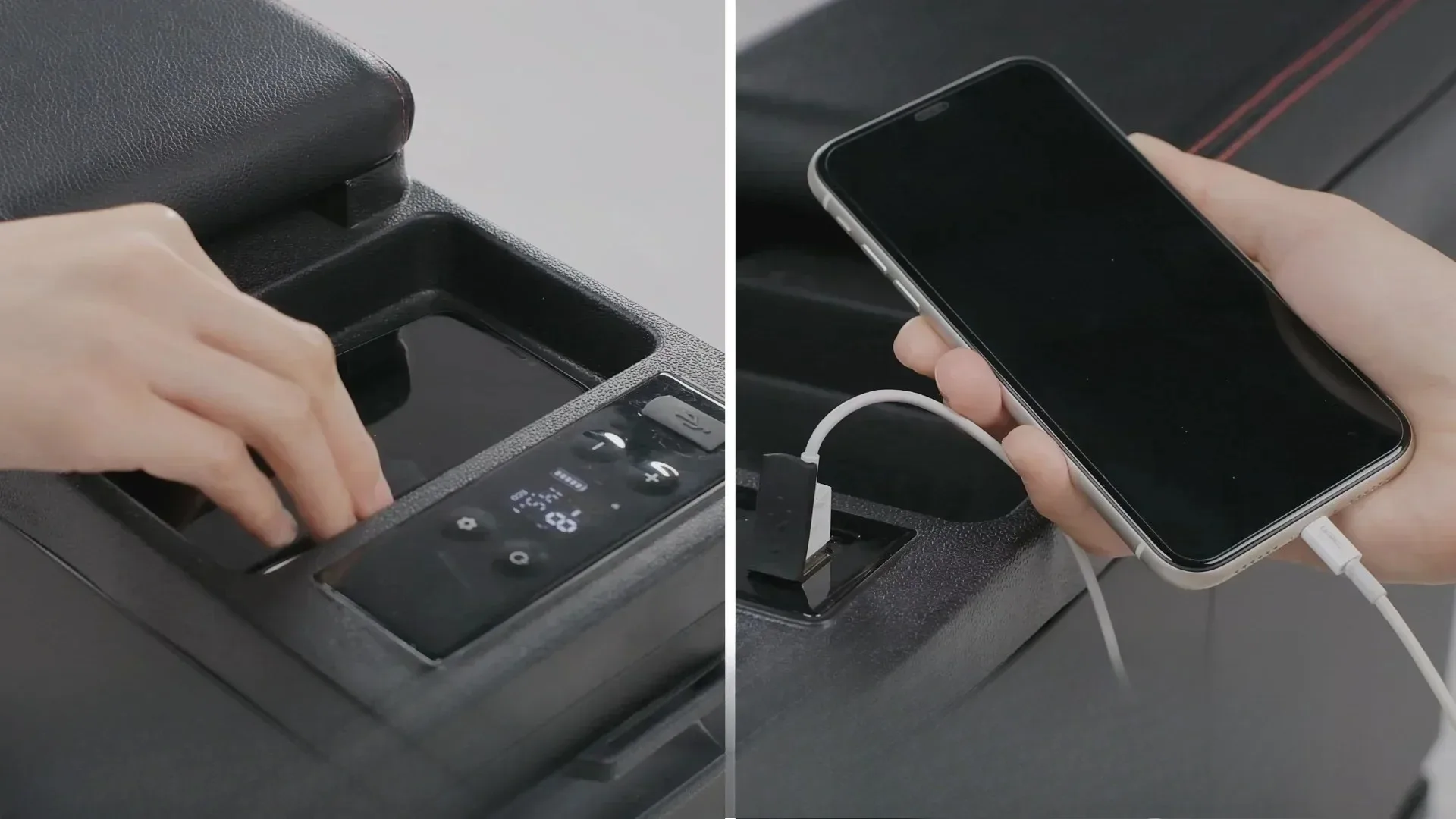 Portable  armrest car fridge refrigerator with Digital display Center Console Car Fridges