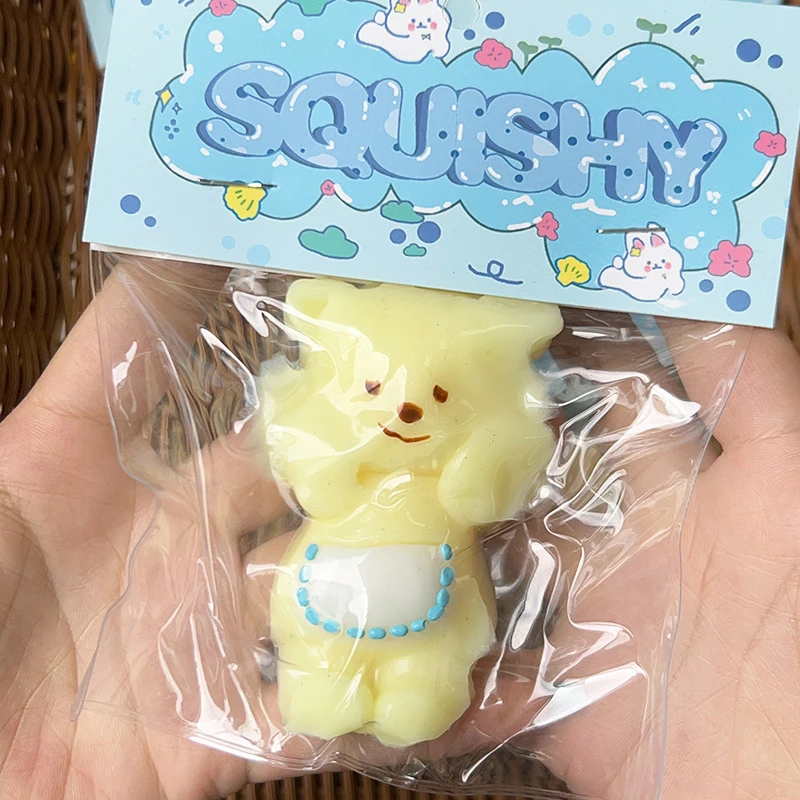 Squishy Toy Mochi Toy Butter Bear Hug Bear Apron Bear Pinching Slow Rebound Decompression Vent Toy Stress Release Toy Hand Relax