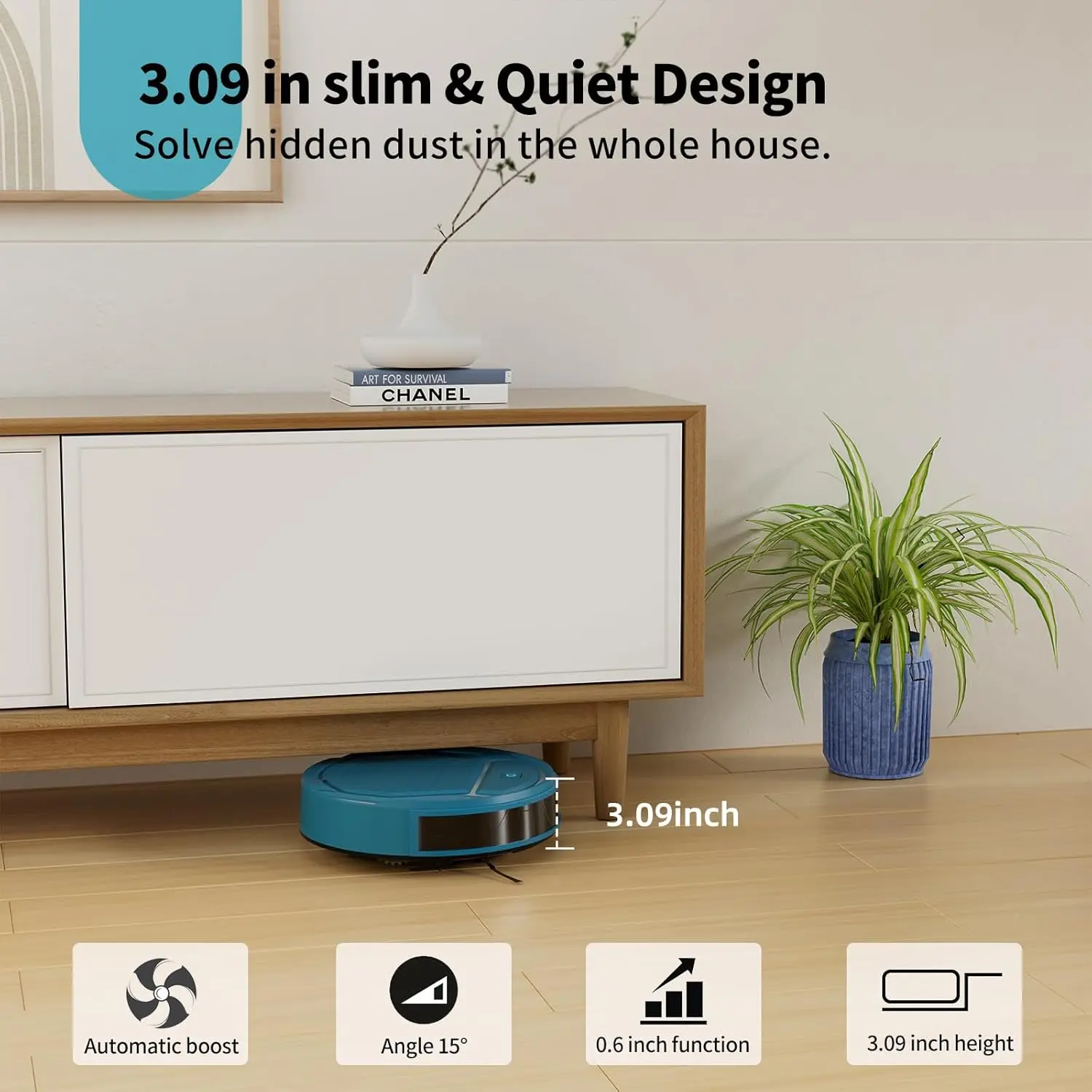 Robot aspirapolvere, WiFi/App/Alexa, ricarica automatica, robot aspirapolvere con mappatura in tempo reale dei percorsi, funzionamento silenzioso