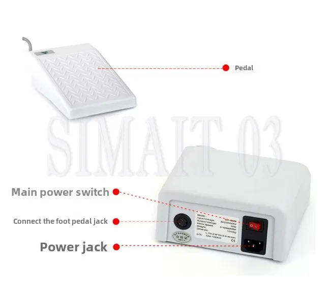 50000RPM Brushless Micro Motor Handpiece, 50W Professional Nail Dental Lab Polishing Machine with Foot Control - view 4