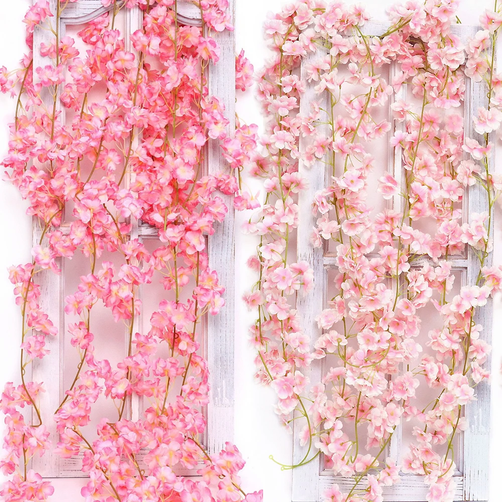 180cm Künstliche Sakura-Blumengirlande, Kirschblüten-Deko für Hochzeit, Garten, Bogen, Hintergrund, Heim und Partydekoration – Detail 4