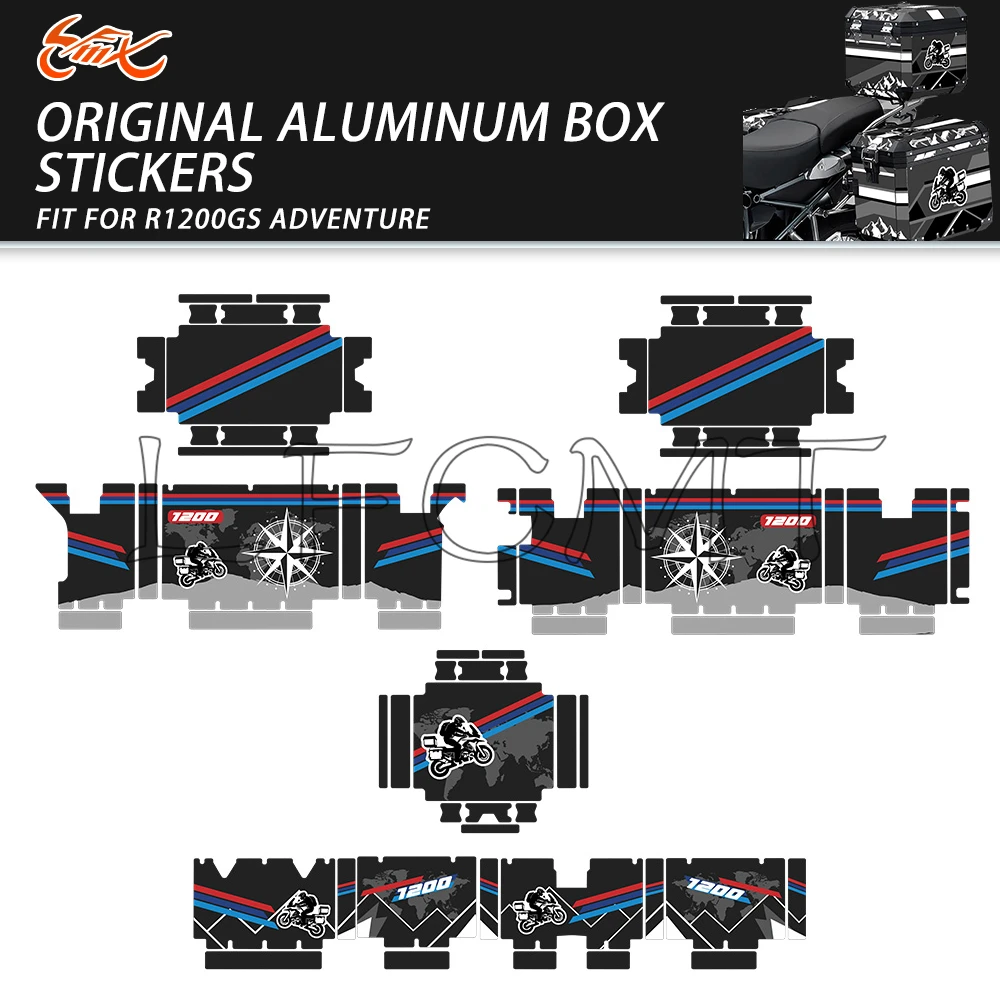 Motorcycle Aluminum Alloy Box Sticker Trunk Decor Top Case Pannier Decals Set Fit for R1200GS Adventure R 1200 GS ADV 2014-2020